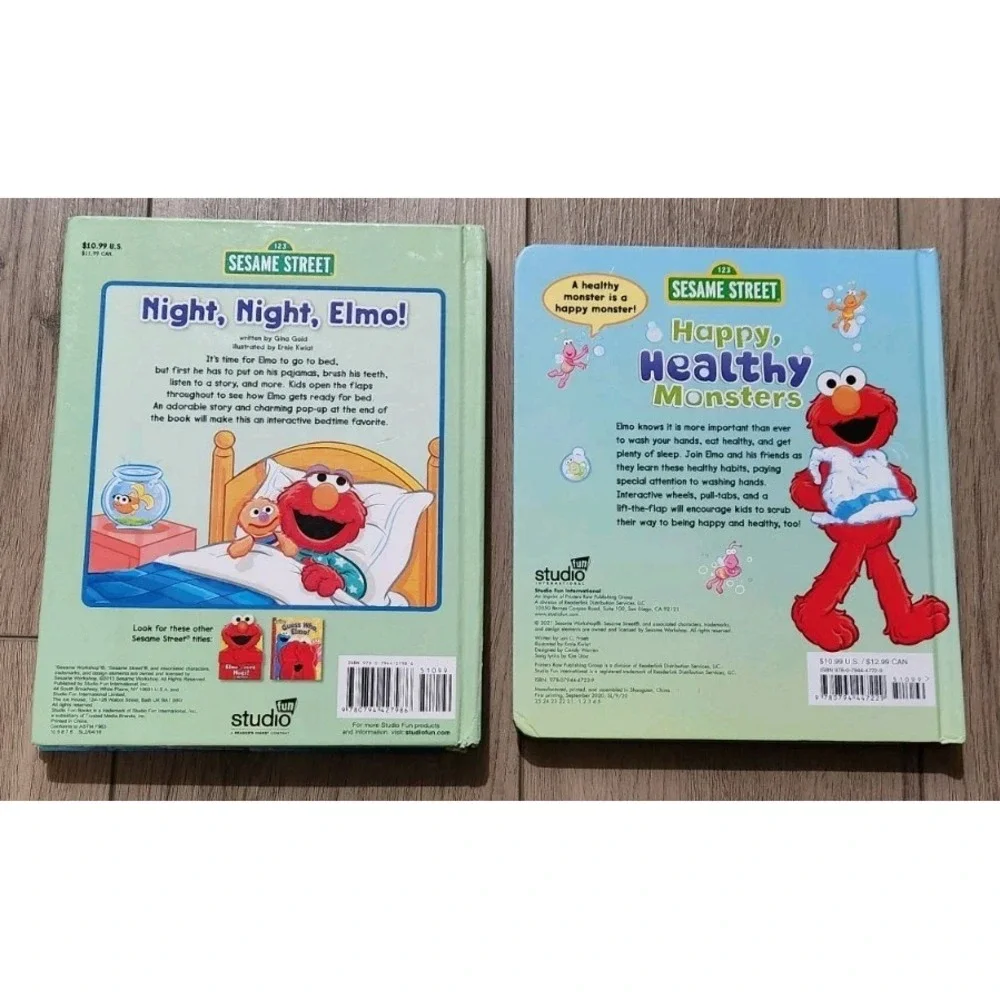 Sesame Street Elmo 2 Flip Kids Board Books Night Happy Healthy‎ Monsters